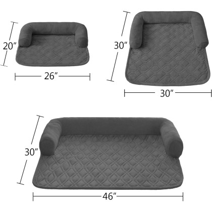 Pet Dog Bed Coral Fleece Furniture Cover with Anti-slip Back Suitable for Bed and Sofa Super Soft (Large-46 x30, Grey)