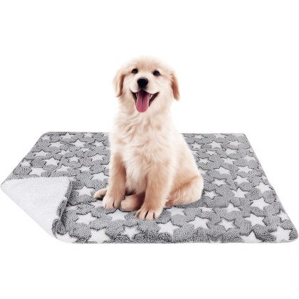 Lucky Monet Reversible Dog Crate Pads Washable Ultra Soft Dog Bed Mat Plush Cat Pet Kennel Pad Sleeping Cushion Pad for for Large Medium Small Dogs, 15.7"x19.7", Gray