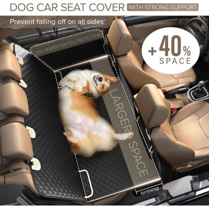 Back Seat Extender for Dogs, Heavy Duty Dog Car Seat Cover for Back Seat and Aggressive Chewer, Large Hard Bottom Car Seat Cover for Dogs, Dog Hammock for Car, Travel Dog Car Bed for Car, SUV, Truck